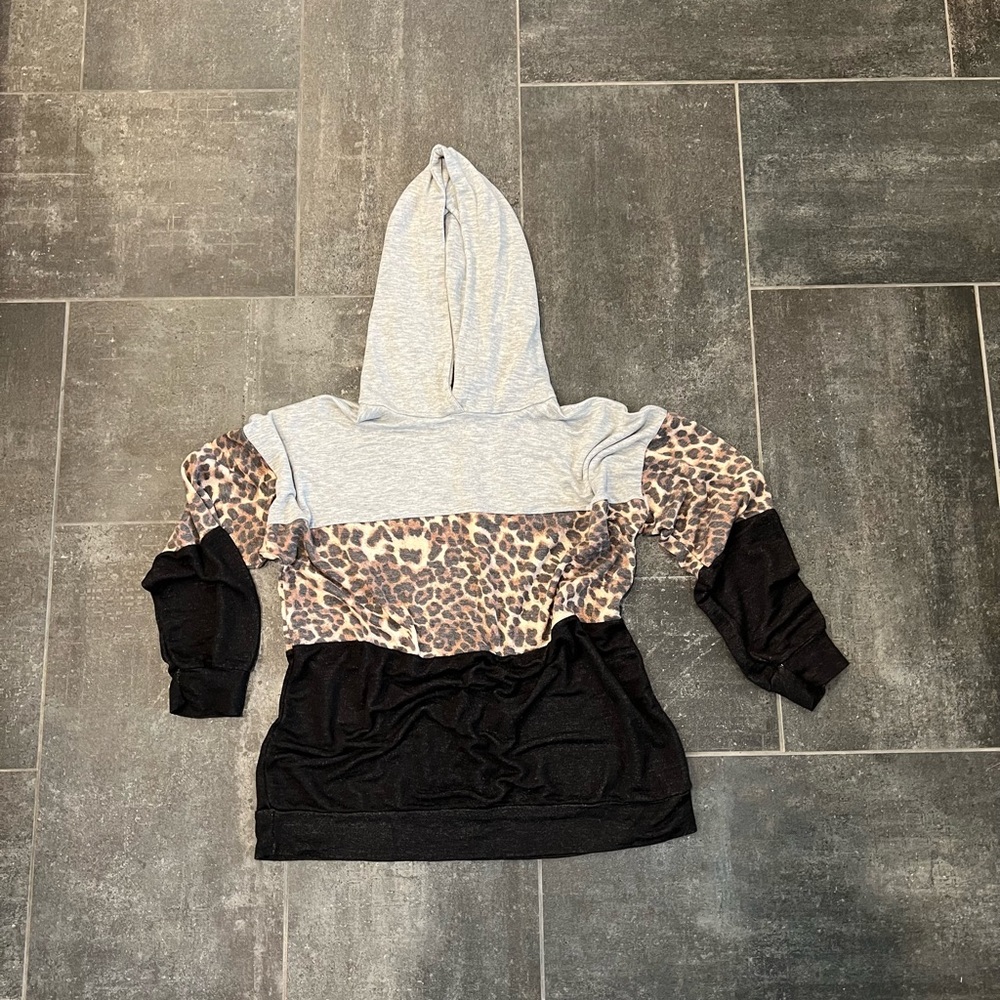 Leopard Color Block Hoodie
